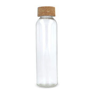 Bottiglia di vetro riciclato con tappo in sughero 500ml Trasparente - personalizzabile con logo