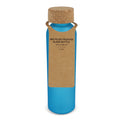 Bottiglia di vetro riciclato effetto ghiaccio con tappo in sughero 500ml Satinata Blue - personalizzabile con logo