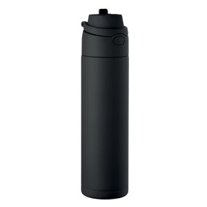 Bottiglia doppio strato 500ml INOX RICICLATO Nero - personalizzabile con logo