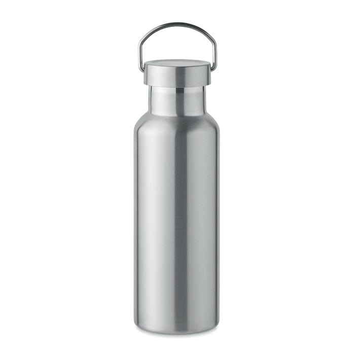 Bottiglia doppio strato 500ml Recycled color argento - personalizzabile con logo