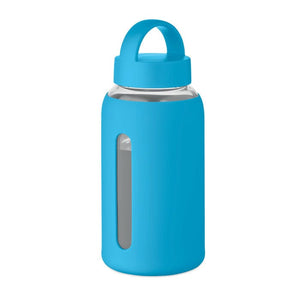 Bottiglia in borosilicato colorata 600ml Azzurro - personalizzabile con logo