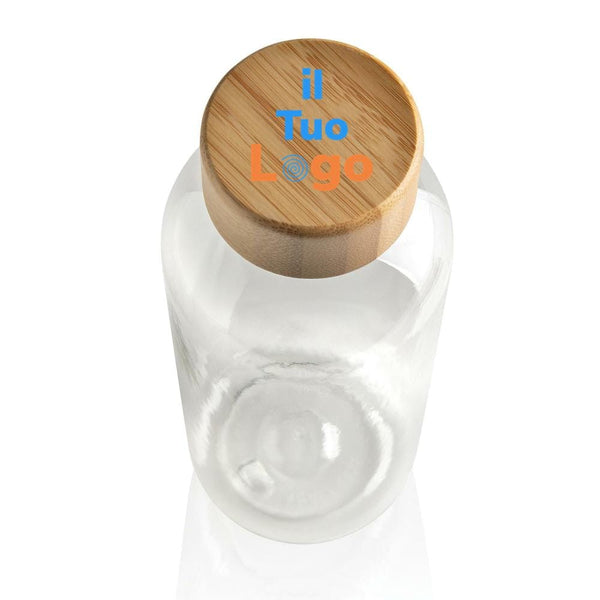 Bottiglia in rPET GRS con tappo in bambù 660ml - personalizzabile con logo