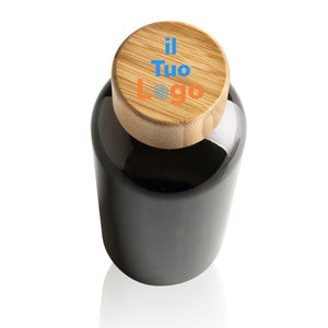 Bottiglia in rPET GRS con tappo in bambù 660ml - personalizzabile con logo
