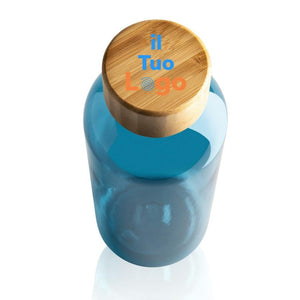 Bottiglia in rPET GRS con tappo in bambù 660ml - personalizzabile con logo