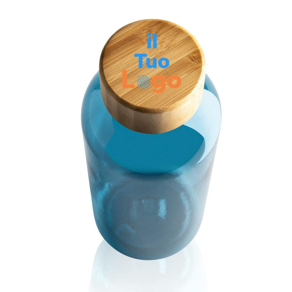 Bottiglia in rPET GRS con tappo in bambù 660ml - personalizzabile con logo