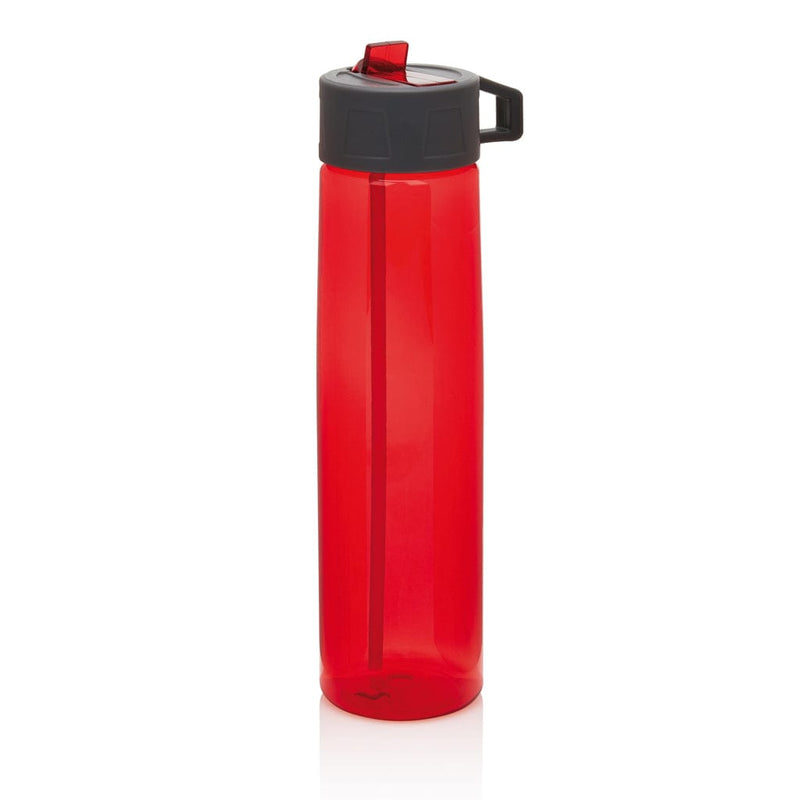 Bottiglia in tritan con cannuccia rosso - personalizzabile con logo