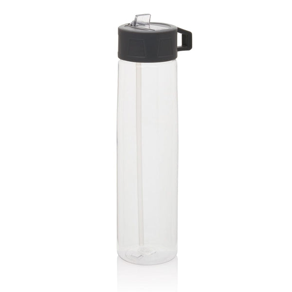 Bottiglia in tritan con cannuccia trasparente - personalizzabile con logo