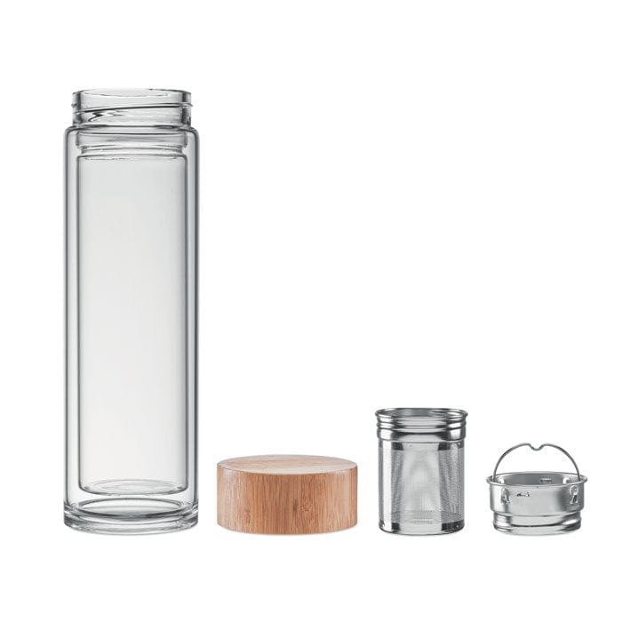 Bottiglia in vetro 420ml trasparente - personalizzabile con logo