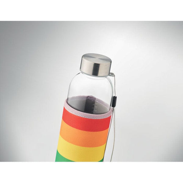 Bottiglia in vetro 500 ml con fodero colorate - personalizzabile con logo