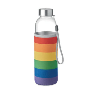 Bottiglia in vetro 500 ml con fodero colorate - personalizzabile con logo
