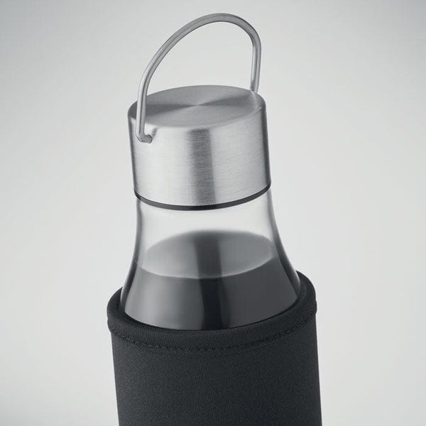 Bottiglia in vetro 500 ml con fodero trasparente - personalizzabile con logo