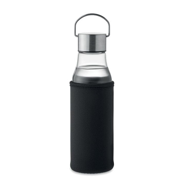 Bottiglia in vetro 500 ml con fodero trasparente - personalizzabile con logo
