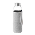 Bottiglia in vetro 500 ml con fodero colorate grigio - personalizzabile con logo