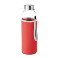 Bottiglia in vetro 500 ml con fodero colorate rosso - personalizzabile con logo