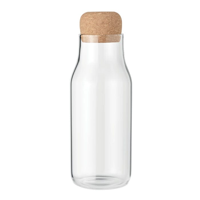Bottiglia in vetro 600 ml con tappo in sughero trasparente - personalizzabile con logo