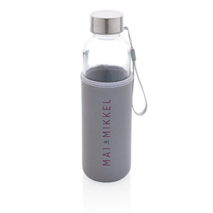 Bottiglia in vetro con manica in neoprene 500ml - personalizzabile con logo