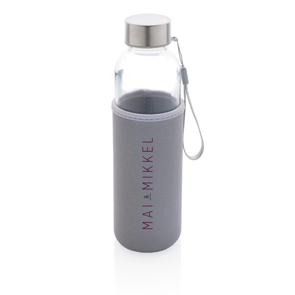 Bottiglia in vetro con manica in neoprene 500ml - personalizzabile con logo