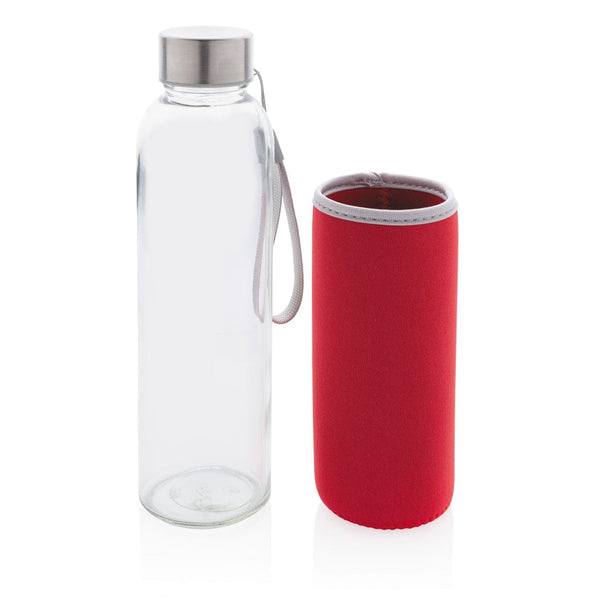 Bottiglia in vetro con manica in neoprene 500ml - personalizzabile con logo