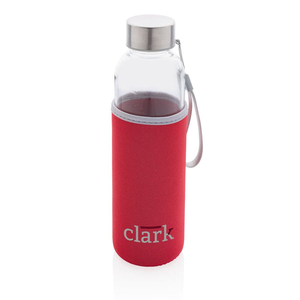 Bottiglia in vetro con manica in neoprene 500ml - personalizzabile con logo