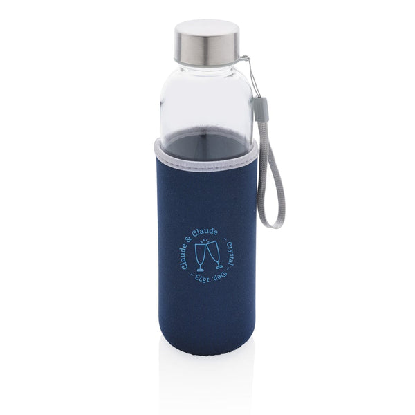 Bottiglia in vetro con manica in neoprene 500ml - personalizzabile con logo