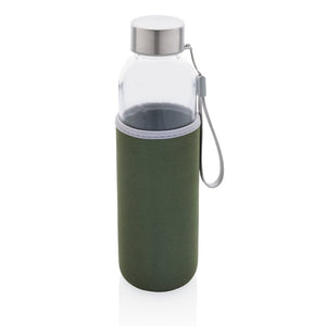 Bottiglia in vetro con manica in neoprene 500ml verde - personalizzabile con logo