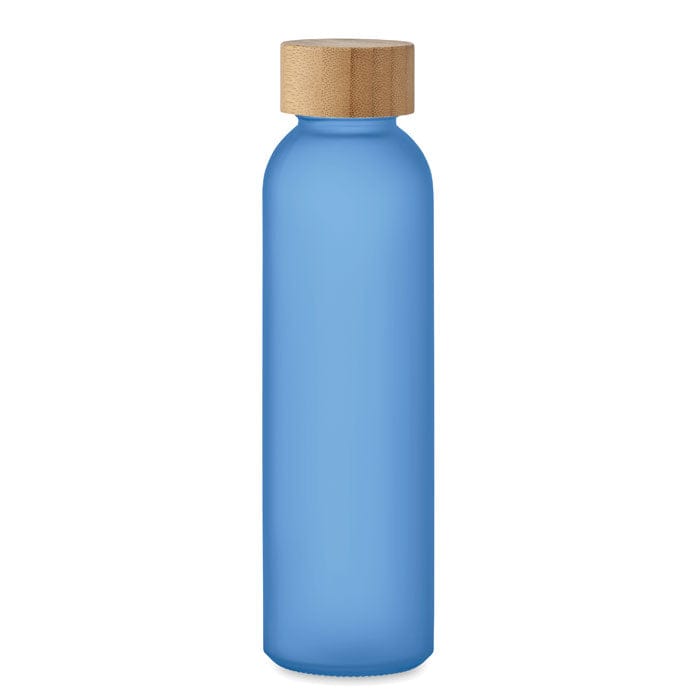 Bottiglia in vetro smerigliato blu - personalizzabile con logo