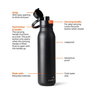 Bottiglia Nordic Drift Trail RCS 750ML nero - personalizzabile con logo