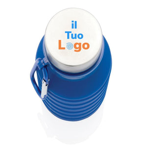 Bottiglia pieghevole in silicone con tappo - personalizzabile con logo