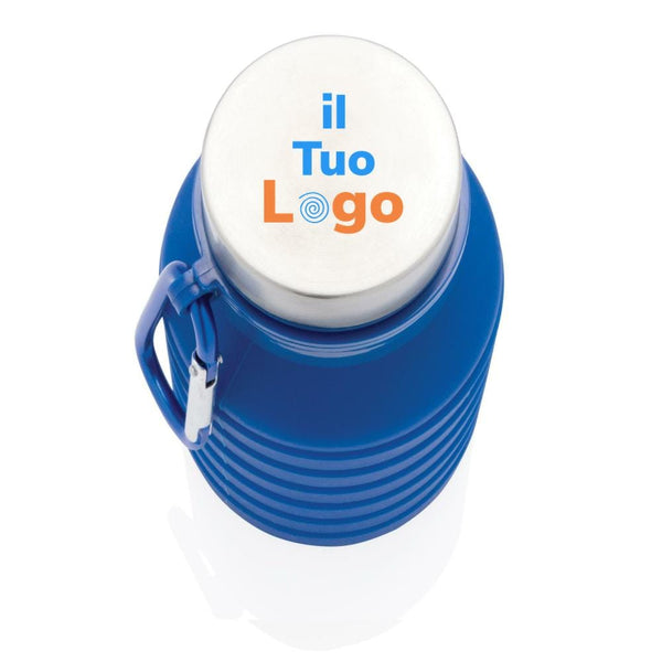 Bottiglia pieghevole in silicone con tappo - personalizzabile con logo