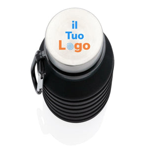 Bottiglia pieghevole in silicone con tappo - personalizzabile con logo