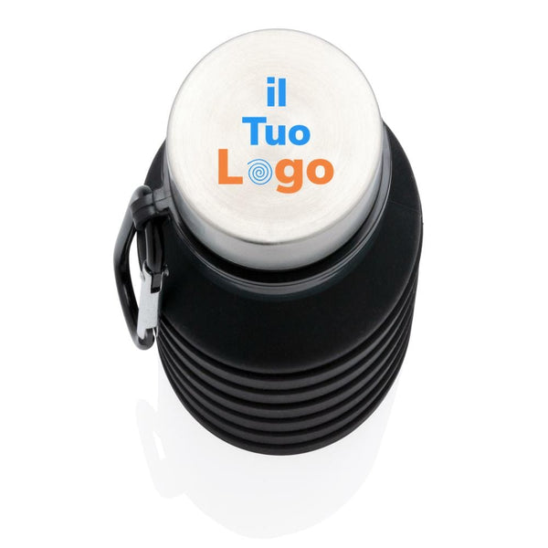 Bottiglia pieghevole in silicone con tappo - personalizzabile con logo