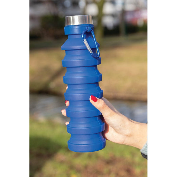 Bottiglia pieghevole in silicone con tappo - personalizzabile con logo