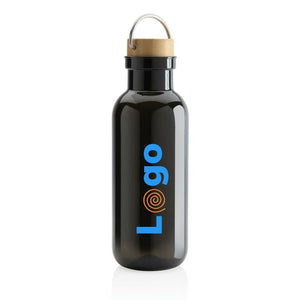 Bottiglia rPET GRS con manico e tappo in bambù FSC 680ml - personalizzabile con logo