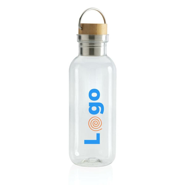 Bottiglia rPET GRS con manico e tappo in bambù FSC 680ml - personalizzabile con logo