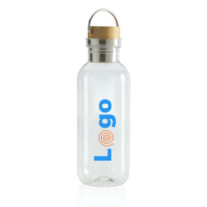 Bottiglia rPET GRS con manico e tappo in bambù FSC 680ml - personalizzabile con logo