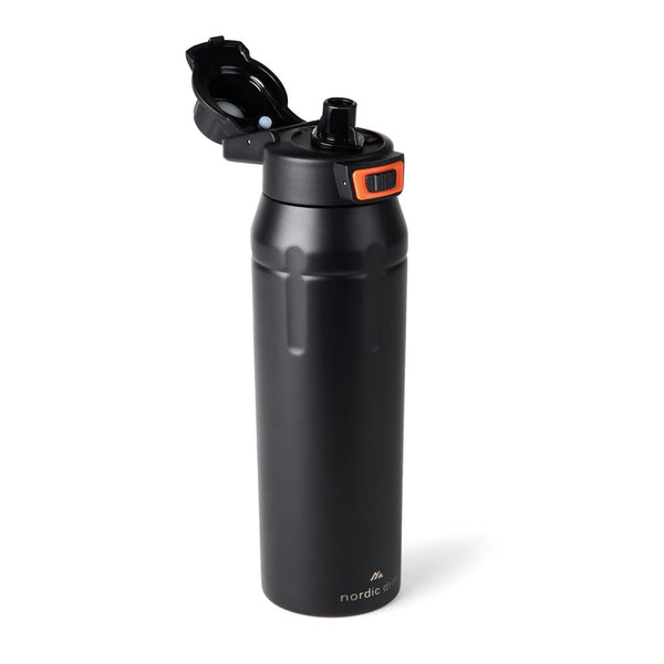 Bottiglia sportiva ermetica richiudibile Nordic Drift Trail nero - personalizzabile con logo