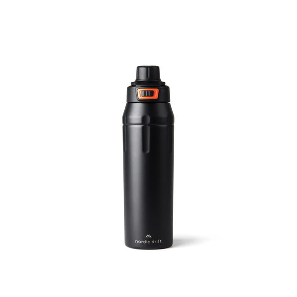 Bottiglia sportiva ermetica richiudibile Nordic Drift Trail nero - personalizzabile con logo