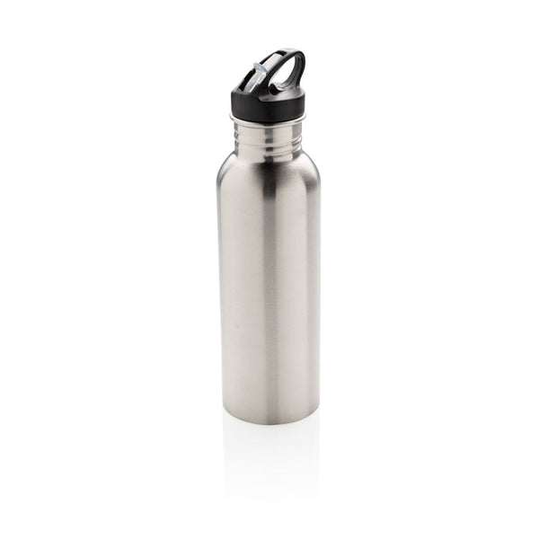 Bottiglia sportiva in acciaio inossidabile deluxe color argento - personalizzabile con logo