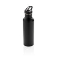 Bottiglia sportiva in acciaio inossidabile deluxe nero - personalizzabile con logo