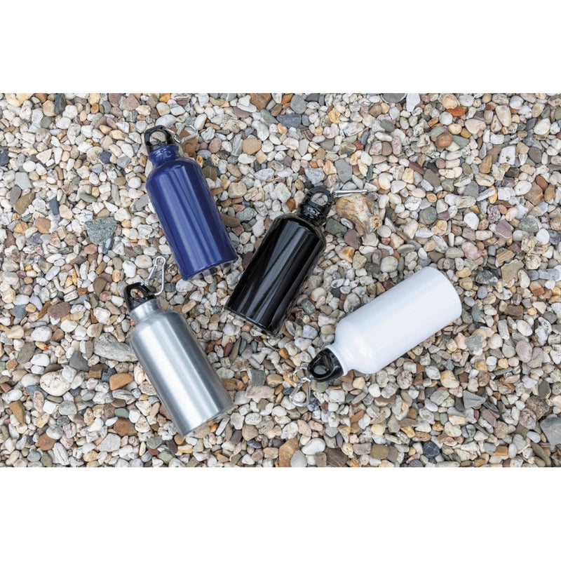 Bottiglia sportiva in alluminio con moschettone 400ml Colore: nero, color argento, bianco, blu, bianco (D
