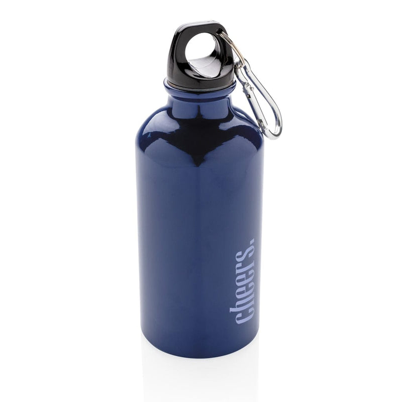 Bottiglia sportiva in alluminio con moschettone 400ml Colore: nero, color argento, bianco, blu, bianco (D