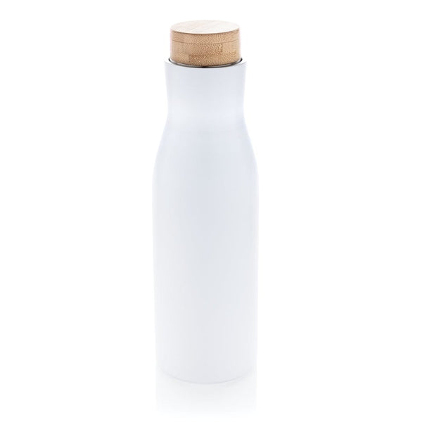 Bottiglia termica Clima con tappo in bambù 500ml bianco - personalizzabile con logo