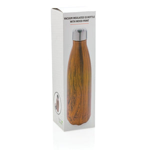 Bottiglia termica con texture wood 500ml - personalizzabile con logo