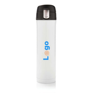 Bottiglia termica easy lock in acciaio riciclato RCS bianco - personalizzabile con logo