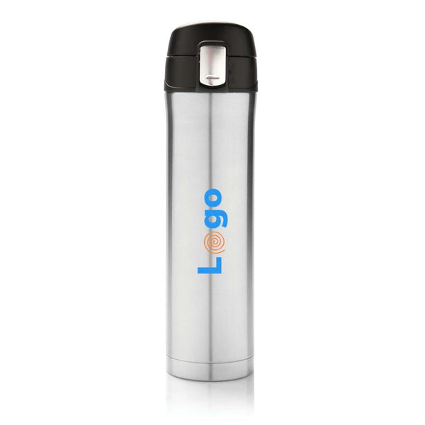 Bottiglia termica easy lock in acciaio riciclato RCS color argento - personalizzabile con logo