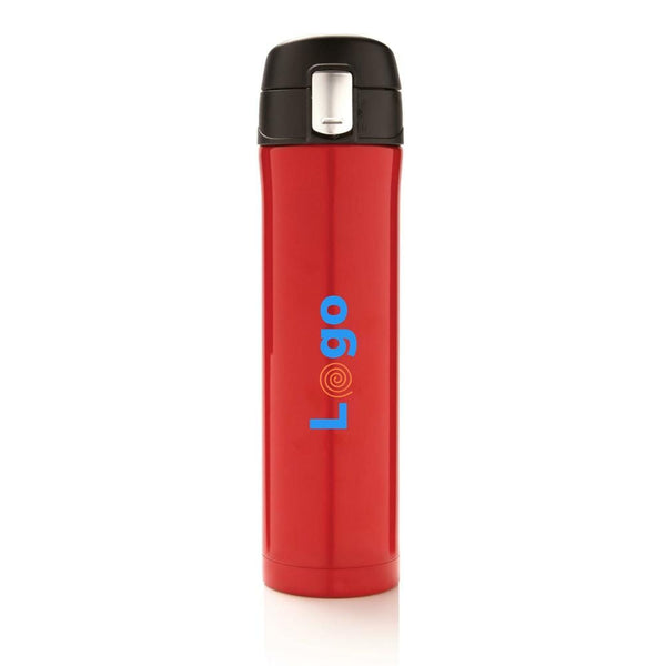 Bottiglia termica easy lock in acciaio riciclato RCS rosso - personalizzabile con logo