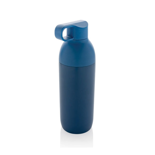 Bottiglia termica Flow in acciaio riciclato certificato RCS blu - personalizzabile con logo