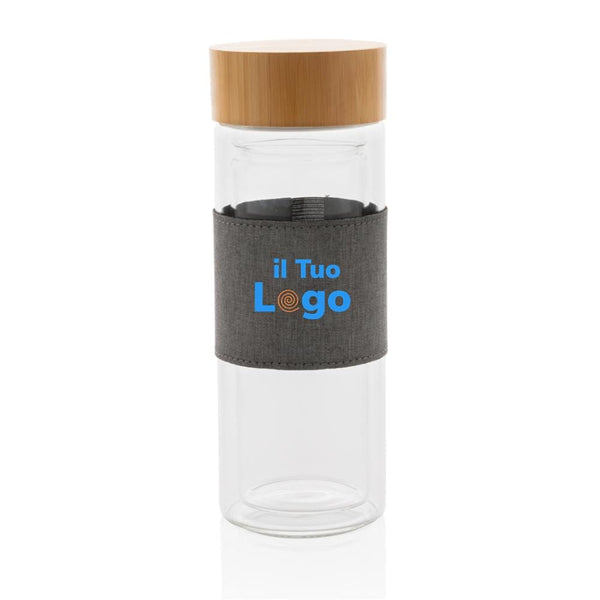 Bottiglia termica Impact in vetro borosilicato 360ml trasparente - personalizzabile con logo