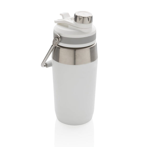 Bottiglia termica in acciaio con tappo, 500ml bianco - personalizzabile con logo