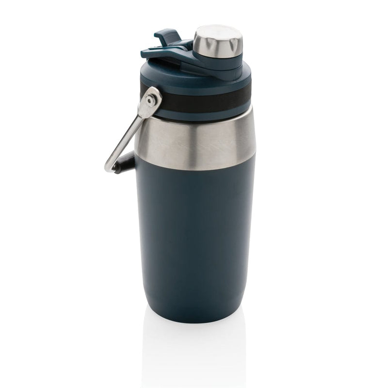 Bottiglia termica in acciaio con tappo, 500ml blu navy - personalizzabile con logo
